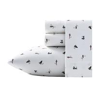 Eddie Bauer - Lenzuola per Letto King Size, Percalle di Cotone, Decorazione per la casa Fresca e Fresca (Mosche da Pesca Bianche, 4 Pezzi, King Size)