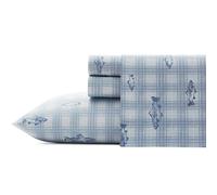 Eddie Bauer - Lenzuola Queen, set di biancheria da letto in percalle di cotone, decorazione per la casa fresca e fresca (Methow Plaid blu, Queen)
