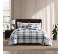 Eddie Bauer - Set copripiumino doppio, biancheria da letto reversibile in cotone con federa abbinata, decorazione per la casa a quadri per tutte le stagioni (ontano blu/grigio, doppio)