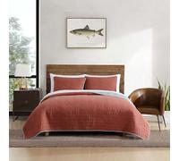 Eddie Bauer - Set copripiumino king size, morbida biancheria da letto reversibile con federe abbinate, decorazione per la casa ispirata alla pesca (arancione Troutdale, king size)