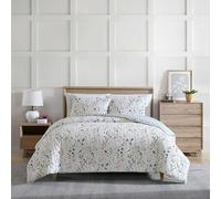 Eddie Bauer - Set copripiumino matrimoniale, biancheria da letto reversibile in cotone con federe abbinate, decorazione classica floreale per la casa con retro a quadri (grigio bosco foresta, Queen)