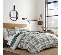 Eddie Bauer - Set copripiumino per letto matrimoniale, in cotone reversibile con federe coordinate, decorazione per la casa a quadri per tutte le stagioni (legname sempreverde, regina)