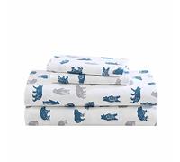 Eddie Bauer - Set di biancheria da letto in flanella di cotone, spazzolato per una maggiore morbidezza, arredamento accogliente per la casa (Bear Mountain Grey, Queen)