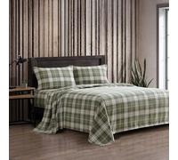 Eddie Bauer - Set di biancheria da letto matrimoniale in flanella di cotone con federe abbinate, spazzolato per una maggiore morbidezza, tasca profonda, certificato Oeko-Tex (Heartland Plaid Green)