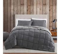 Eddie Bauer | Set di biancheria da letto ultra morbida e accogliente, in sherpa reversibile con federe coordinate, in pile, grigio, king size