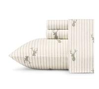 Eddie Bauer - Set di Lenzuola Doppie, Biancheria da Letto in Flanella di Cotone Caldo Traspirante con Tasche Profonde, Spazzolato per Una Maggiore Morbidezza, Accogliente Decorazione per la casa,