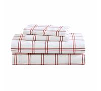 Eddie Bauer - Set di lenzuola in flanella di cotone, spazzolato per una maggiore morbidezza, arredamento accogliente per la casa (Westridge Plaid arancione, regina)