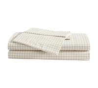 Eddie Bauer - Set di lenzuola, in percalle di cotone con federa coordinata, fresco e traspirante, 200 fili, Classic Comfort Essentials (Little Gingham Beige, Queen)