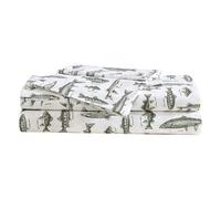 Eddie Bauer - Set di lenzuola, in percalle di cotone con federe abbinate, fresco e traspirante, 200 fili, comfort essenziale classico (Wes Fish Green, Full)