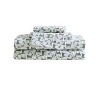 Eddie Bauer - Set di lenzuola per letto king size, in flanella di cotone, spazzolato per una maggiore morbidezza, accogliente decorazione per la casa, certificato Oeko-Tex (verde campo di cervo, king