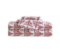 Eddie Bauer - Set di lenzuola per letto king size, in flanella di cotone, spazzolato per una maggiore morbidezza, decorazione per la casa accogliente, certificato Oeko-Tex (Jolly Trees Red, King)