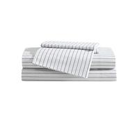 Eddie Bauer Set di lenzuola per letto king size, in percalle di cotone, super morbido e accogliente, decorazione per la casa, certificato Oeko-Tex (grigio a righe, king size)