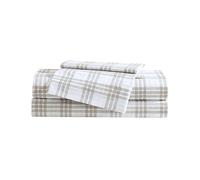 Eddie Bauer - Set di lenzuola per letto matrimoniale, in percalle di cotone, super morbido e accogliente, decorazione per la casa, certificato Oeko-Tex (plaid beige basico, queen)