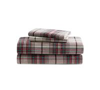 Eddie Bauer Sheet Set di Biancheria da Letto in Flanella di Cotone, Spazzolato per Una Maggiore Morbidezza, Accogliente Decorazione per la casa, Montlake Plaid, Coppia