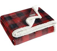 Eddie Bauer Throw Blanket Biancheria da Letto Reversibile, Motivo Scozzese di Bufalo, Decorazione per la casa per Tutte Le Stagioni, Sherpa Cotone, A Quadretti Rossi, Coperta