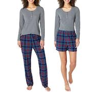 Eddie Bauer Women's 3-Piece Waffle Knit Pajama Set (Gray, X-Large)