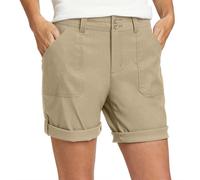Eddie Bauer Women's Stretch UPF 50 Rolled Hem Adjustable Length Bermuda Short (US, Numeric, 16, Regular, Regular, Brown)
