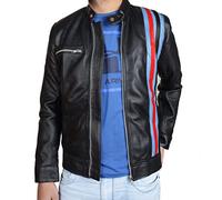 Eddie Brock Venom 2 Tom Hardy - Giacca da motociclista da corsa nera a righe rosse e blu