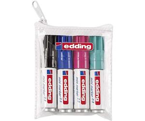 edding 0.5 mini Marcatori permanenti - Sta in tasca scrivi ovunque - Tratto 1.5-3 mm - Set 4 colori nero, blu, carminio e turchese