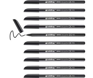 edding 1200 colour pen fine - black - 10 pens - round tip 1 mm - felt-tip pen fo
