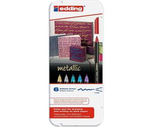 Edding 1200 Metallic Confezione da 6 Pennarelli - Punta Rotonda - Linea da 1 mm - Inchiostro a base d'acqua - Colori Metallici NEW