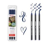 edding 1255 Pennarello punta calligrafica; Set 3 pz.; Colore blu acciaio; Tratti 2,0 mm, 3,5 mm, 0,5 mm