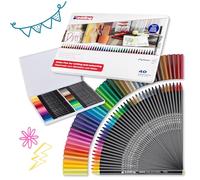 edding 1300 Pennarello punta fibra; Punta conica; Scatola in metallo 40 pz.; Colori assortiti; Tratto 2 mm