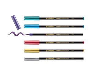 Edding 1340 brush pen metallizzato - set 6pz - punta flessibile da 1 a 6 mm - marcatore metallizzato glitterato per scrivere, disegnare e fare schizzi - elevata opacità anche su carta scura