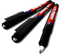 Edding 141F - Penna permanente, punta fine, 0,6 mm, confezione da 3, colore: Nero