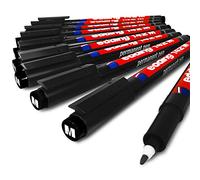 Edding 142M - Penna permanente, punta media da 1,0 mm, confezione da 10, colore: Nero