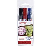 Edding 1455 4-1455-3 - Set di 3 penne calligrafiche da 1 a 5 mm, colore: Blu acciaio/Nero/Cremisi