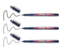 edding 1800 Penna a punta sintetica; Astuccio 3 pz.; Colore nero; Tratti 0,25-0,35-0,5 mm