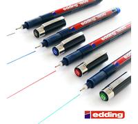 Edding 1800 Profipen Pigmento Disegno Penna - Nero,Blu,Rosso e Verde - Set Di 4