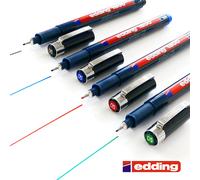 Edding 1800 Profipen Pigmento Disegno Penna Nero, Blu, Rosso, Verde Set Di 4