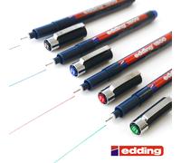 Edding 1800 Profipen Pigmento Disegno Penna Nero, Blu, Rosso, Verde Set Di 4