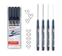 edding 1880 drawliner - Penna di precisione per disegno tecnico - Inchiostro resistente all'acqua e alla luce - Set 4 penne - Tratti 0.25/0.35/0.5/0.7mm - Nero