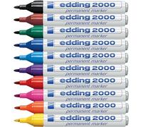 edding 2000 C Marcatore Permanente -Multicolore, Scatola 10Pz, Punta Tonda, Asciugatura Rapida, Impermeabile, per Cartone, Plastica, Legno, Metallo, Vetro