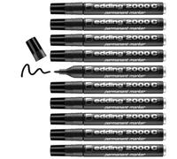 edding 2000 C Marcatore Permanente, Nero, Scatola da 10, Punta Tonda 1.5-3 Mm, Impermeabile, Anti Sbavatura, per Cartone, Plastica, Legno, Metallo, Tessuto