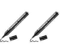 edding 2000 C Pennarello permanente - nero - 1 penna - punta rotonda 1,5 - 3 mm - asciuga rapidamente - resiste all'acqua e alla pulizia - per cartone, plastica, legno, metallo - pennarello universale