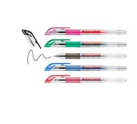 edding 2185 Gel Roller a base d'acqua; Astuccio 5 pz.; Colori nero, rosso, blu, verde, rosa; Tratto 0,7 mm
