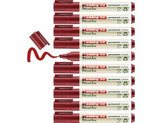 Edding 22 Ecoline Marcatore Permanente, Rosso, 10Pz, Punta a Scalpello 1-5 Mm, I