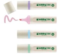 Edding 24 evidenziatori EcoLine - 4 evidenziatori in colori pastello - punta a scalpello 2-5 mm - per marcare ed evidenziare testi e note in modo facile e veloce - ricaricabili, realizzati in