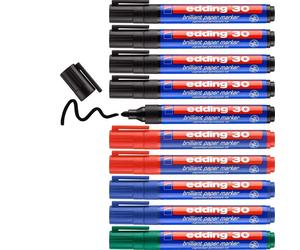 edding 30 brilliant paper marker - multi-coloured - 10 waterproof permanent mark
