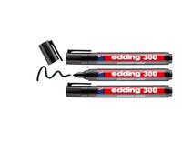 Edding 300 Marcatore Permanente, Nero, 3 Penne, Punta Tonda 1.5-3 Mm, Impermeabili, per Cartone, Plastica, Vetro, Legno, Metallo e Tessuto
