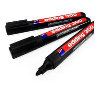 Edding 300 Pennarello Permanente 1.5-3mm Punta A Fuso Nera Confezione Da 3