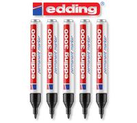 Edding 3000 Nero Permanente Marker Matita Impermeabile 5 Pezzo
