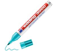 edding 3000 pennarelli indelebili - turchese (blu) - 1 penna - punta rotonda 1,5-3 mm - pennarelli permanenti ad asciugatura rapida - impermeabili, a prova di sbavature - per cartone, plastica, legno,