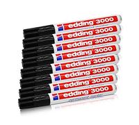 Edding 3000 - Pennarelli permanenti, 1,5-3 mm, riutilizzabili, Confezione da 8, Colore: Nero