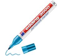 edding 3000 Pennarello indelebile - Azzurro - 1 Penna - Punta Rotonda 1,5-3 mm - pennarelli permanenti ad Asciugatura Rapida - Impermeabili, a Prova di sbavature - per Cartone, plastica, Legno,