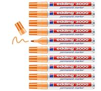 Edding 3000 - Pennarello indelebile con punta a sfera 1,5-3 mm, colore arancio chiaro, 10 unità